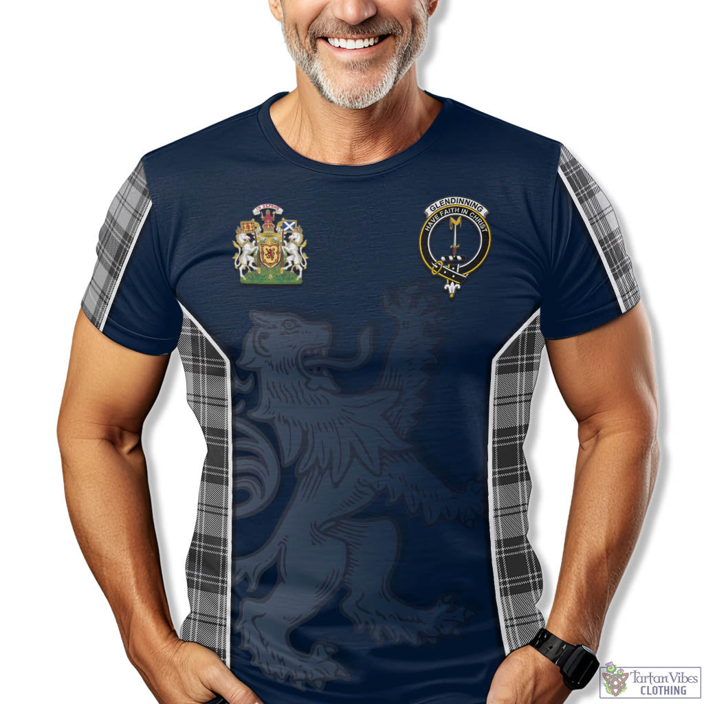 Tartan Vibes Clothing Glendinning Tartan T-Shirt with Family Crest and Lion Rampant Vibes Sport Style