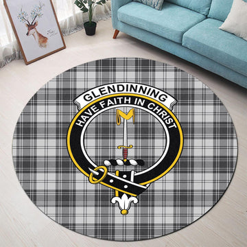 Glendinning Tartan Round Rug with Family Crest