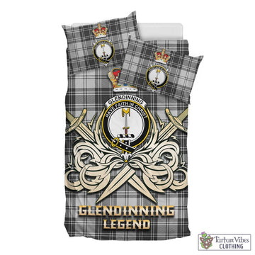 Glendinning Tartan Bedding Set with Clan Crest and the Golden Sword of Courageous Legacy