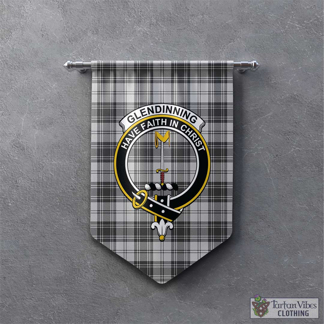 Tartan Vibes Clothing Glendinning Tartan Gonfalon, Tartan Banner with Family Crest