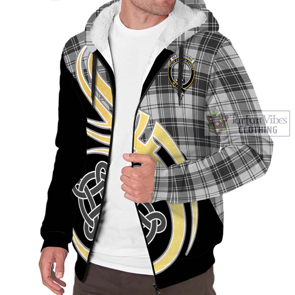 Glendinning Tartan Sherpa Hoodie with Family Crest and Celtic Symbol Style - Tartan Vibes Clothing