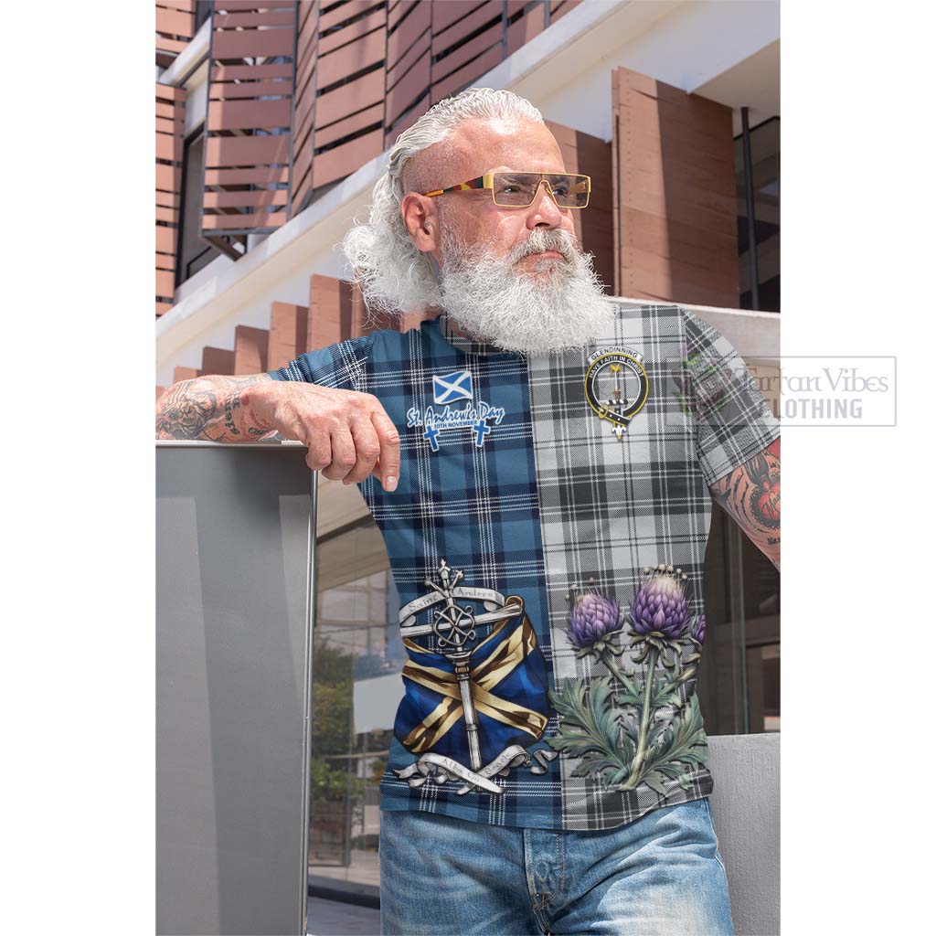 Tartan Vibes Clothing Glendinning Tartan Cotton T-shirt Happy St. Andrew's Day Half Tartan Style