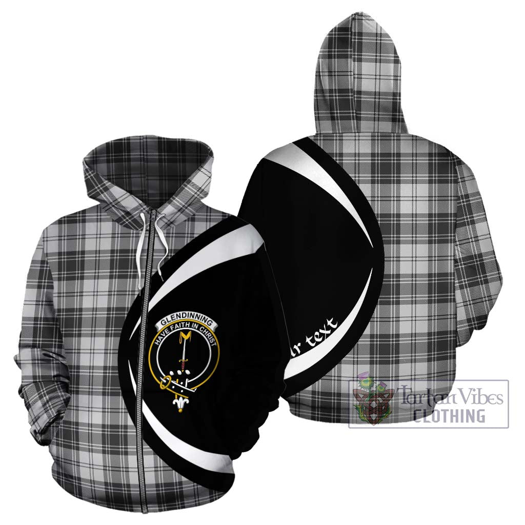 Tartan Vibes Clothing Glendinning Tartan Hoodie with Family Crest Circle Style