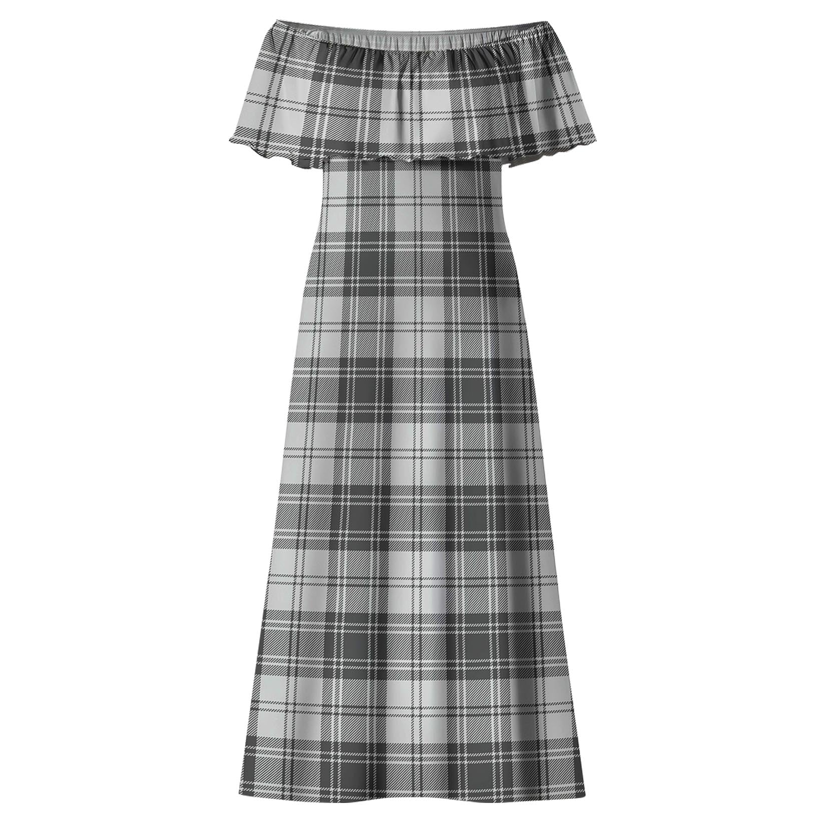 Glendinning Tartan Off Shoulder Long Dress - Tartanvibesclothing