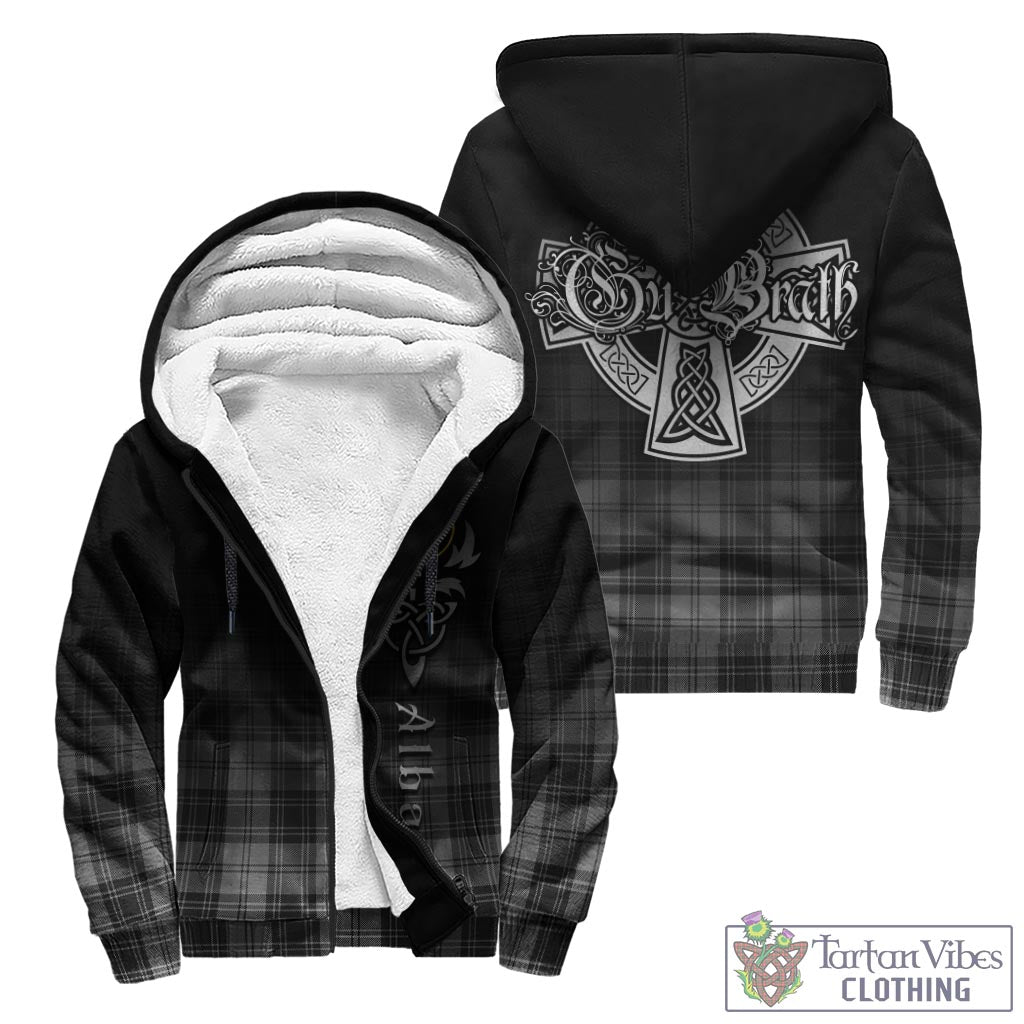 Tartan Vibes Clothing Glendinning Tartan Sherpa Hoodie Featuring Alba Gu Brath Family Crest Celtic Inspired