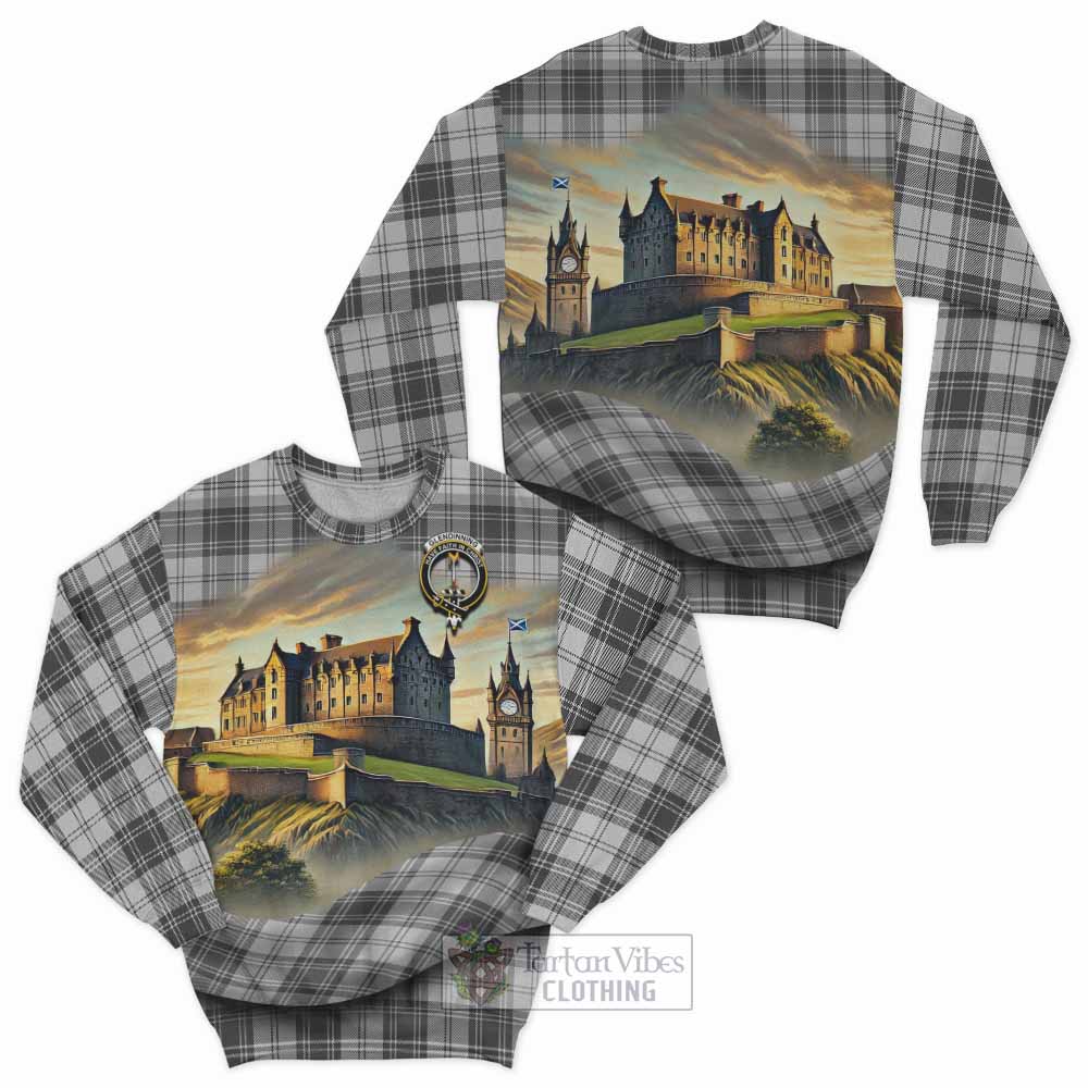 Glendinning Tartan Family Crest Sweatshirt with Scottish Ancient Castle Style - Tartan Vibes Clothing