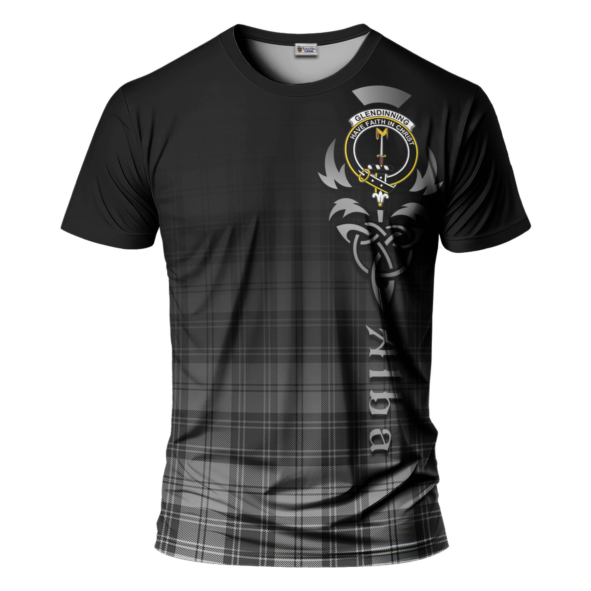 Tartan Vibes Clothing Glendinning Tartan T-Shirt Featuring Alba Gu Brath Family Crest Celtic Inspired