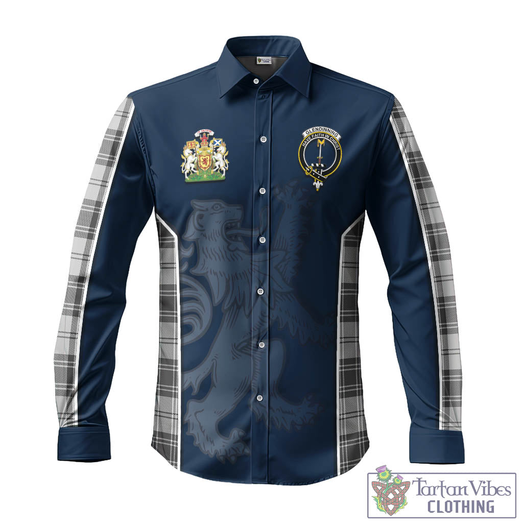 Tartan Vibes Clothing Glendinning Tartan Long Sleeve Button Up Shirt with Family Crest and Lion Rampant Vibes Sport Style