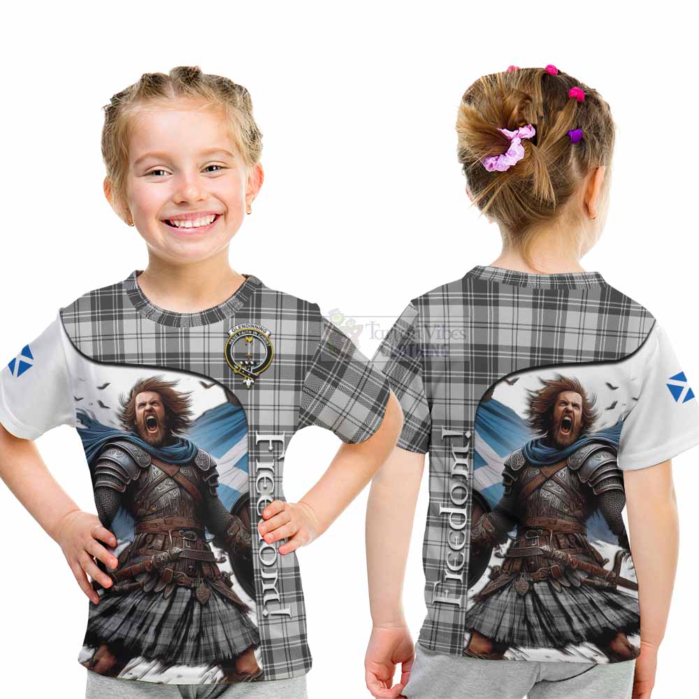 Tartan Vibes Clothing Glendinning Crest Tartan Kid T-Shirt Inspired by the Freedom of Scottish Warrior