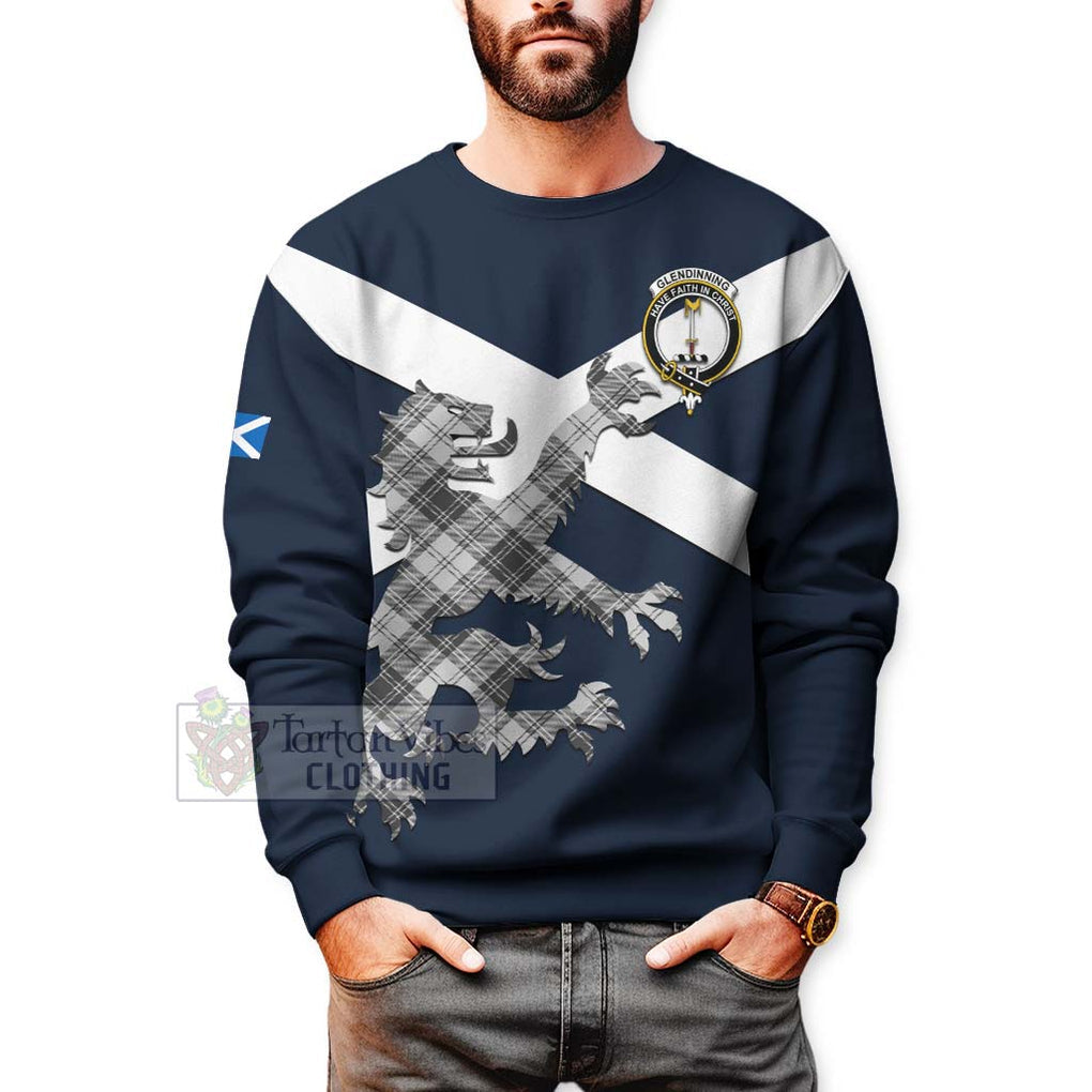 Tartan Vibes Clothing Glendinning Tartan Lion Rampant Sweatshirt – Proudly Display Your Heritage with Alba Gu Brath and Clan Name