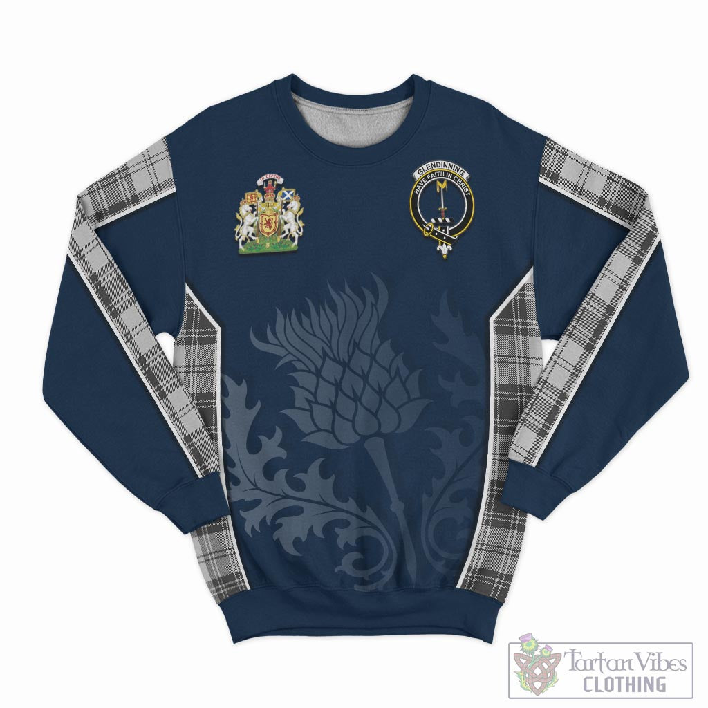 Tartan Vibes Clothing Glendinning Tartan Sweatshirt with Family Crest and Scottish Thistle Vibes Sport Style