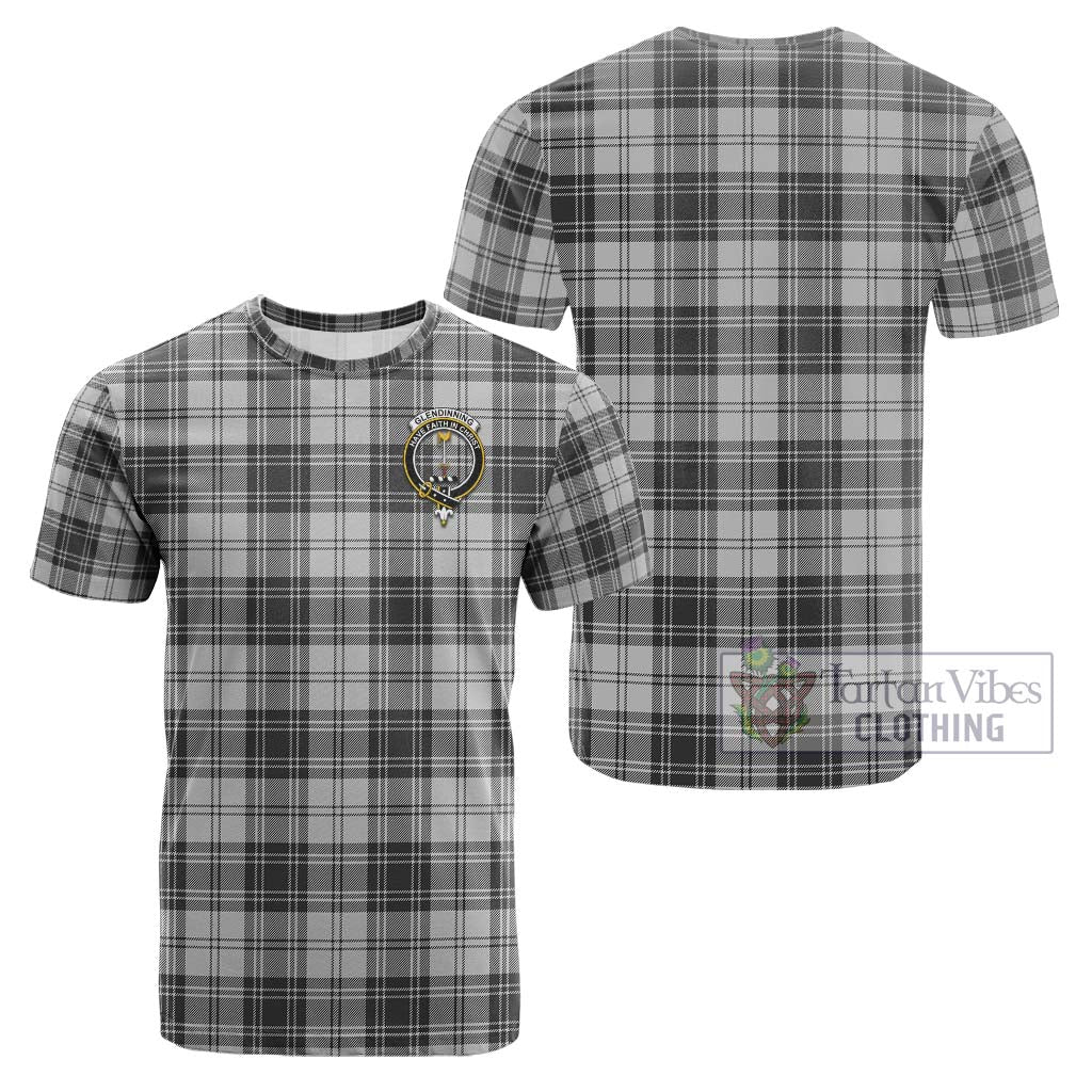 Tartan Vibes Clothing Glendinning Tartan Cotton T-Shirt with Family Crest