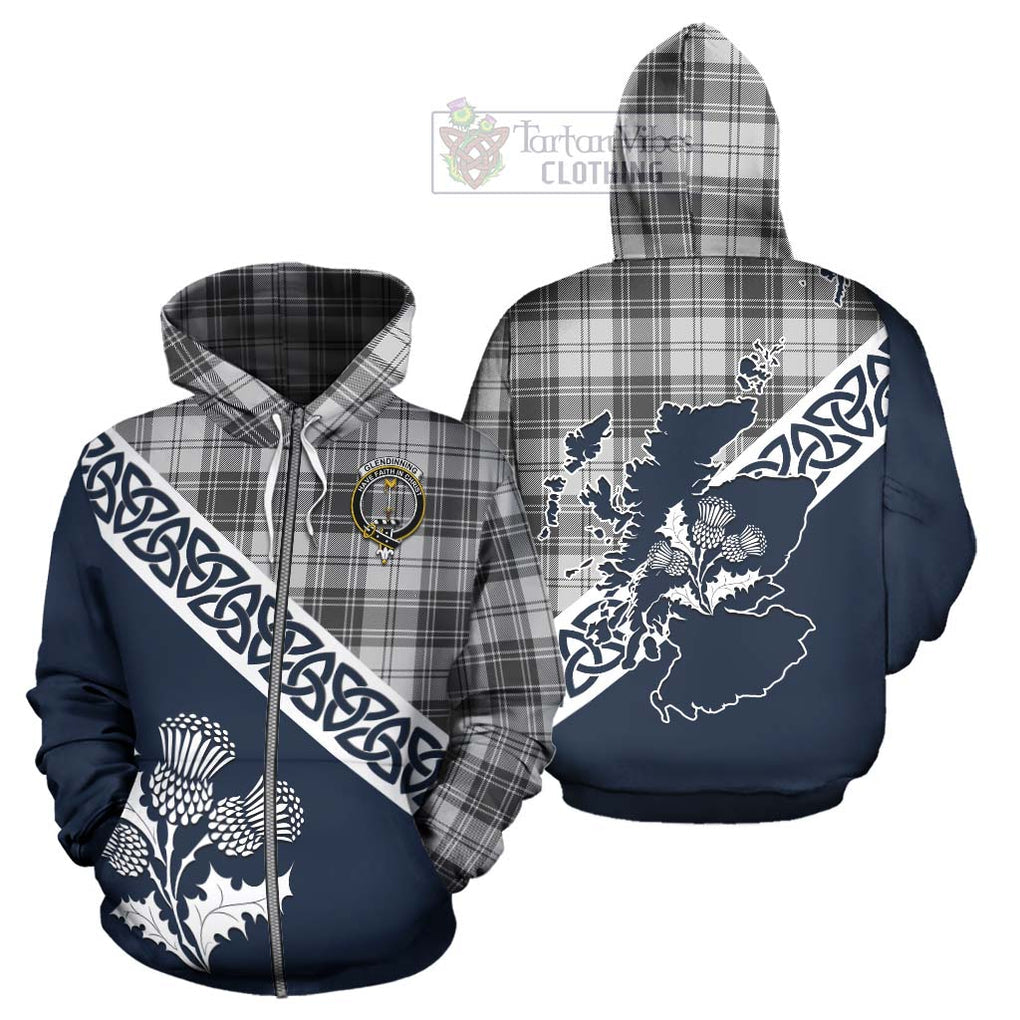 Tartan Vibes Clothing Glendinning Tartan Hoodie Featuring Thistle and Scotland Map