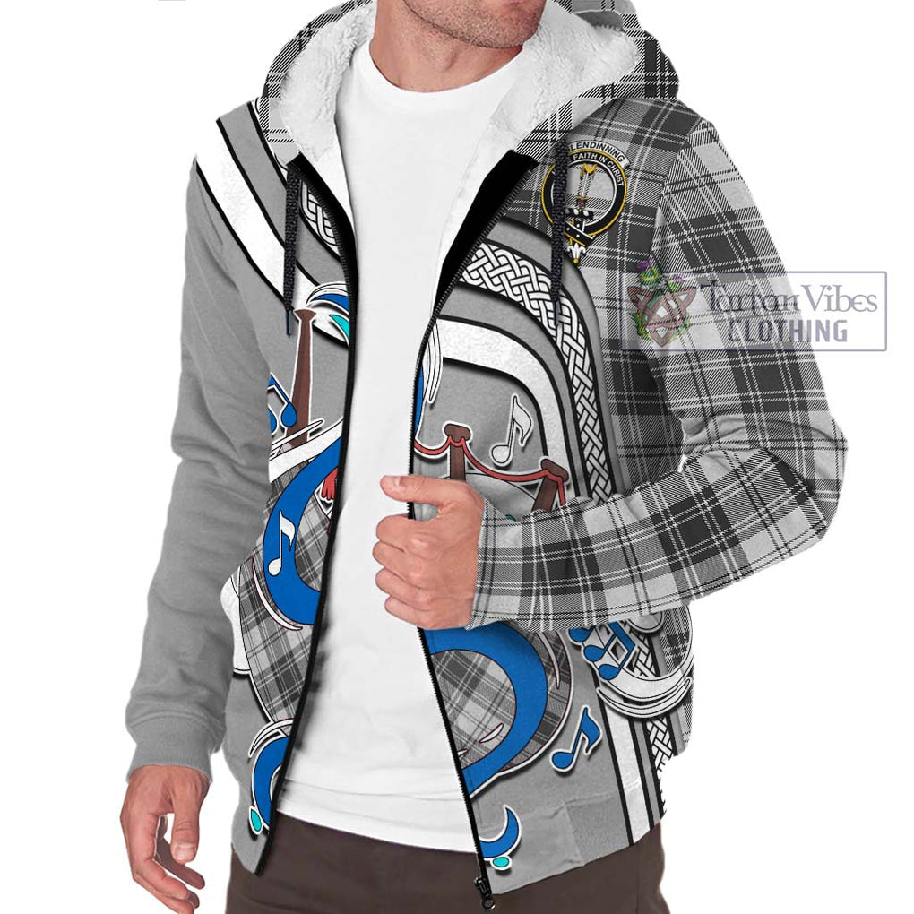 Glendinning Tartan Sherpa Hoodie with Epic Bagpipe Style Unisex - Tartanvibesclothing Shop