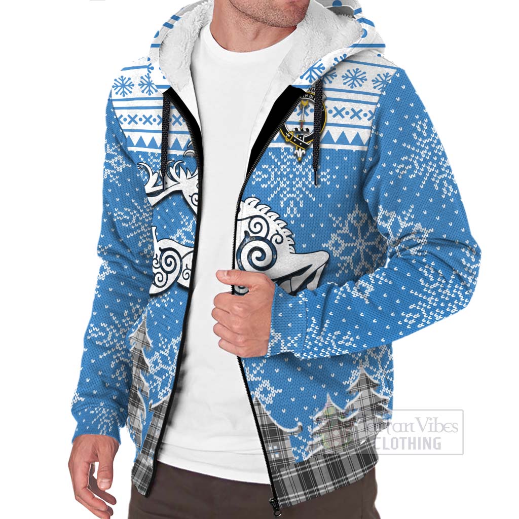 Tartan Vibes Clothing Glendinning Clan Christmas Sherpa Hoodie Celtic Reindeer Style