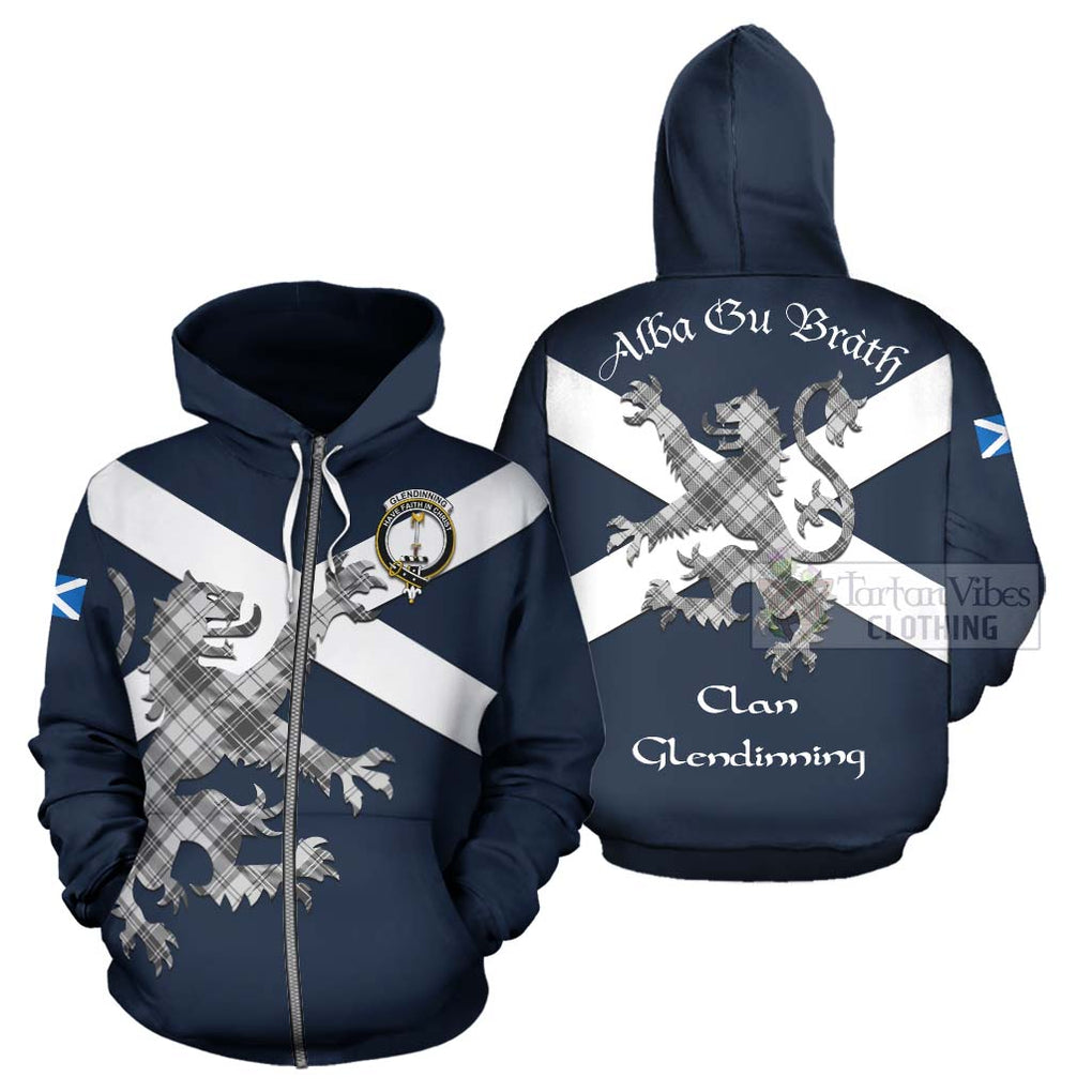 Tartan Vibes Clothing Glendinning Tartan Lion Rampant Hoodie – Proudly Display Your Heritage with Alba Gu Brath and Clan Name