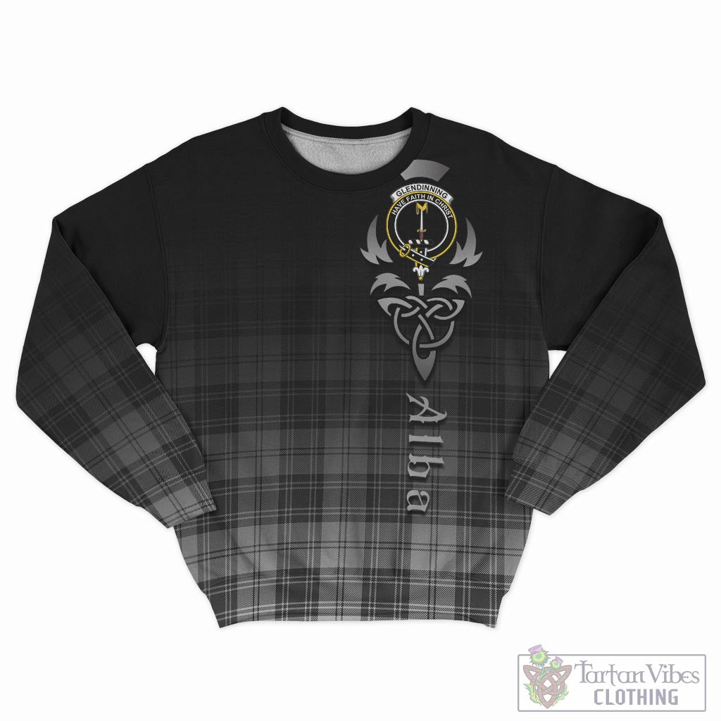 Tartan Vibes Clothing Glendinning Tartan Sweatshirt Featuring Alba Gu Brath Family Crest Celtic Inspired