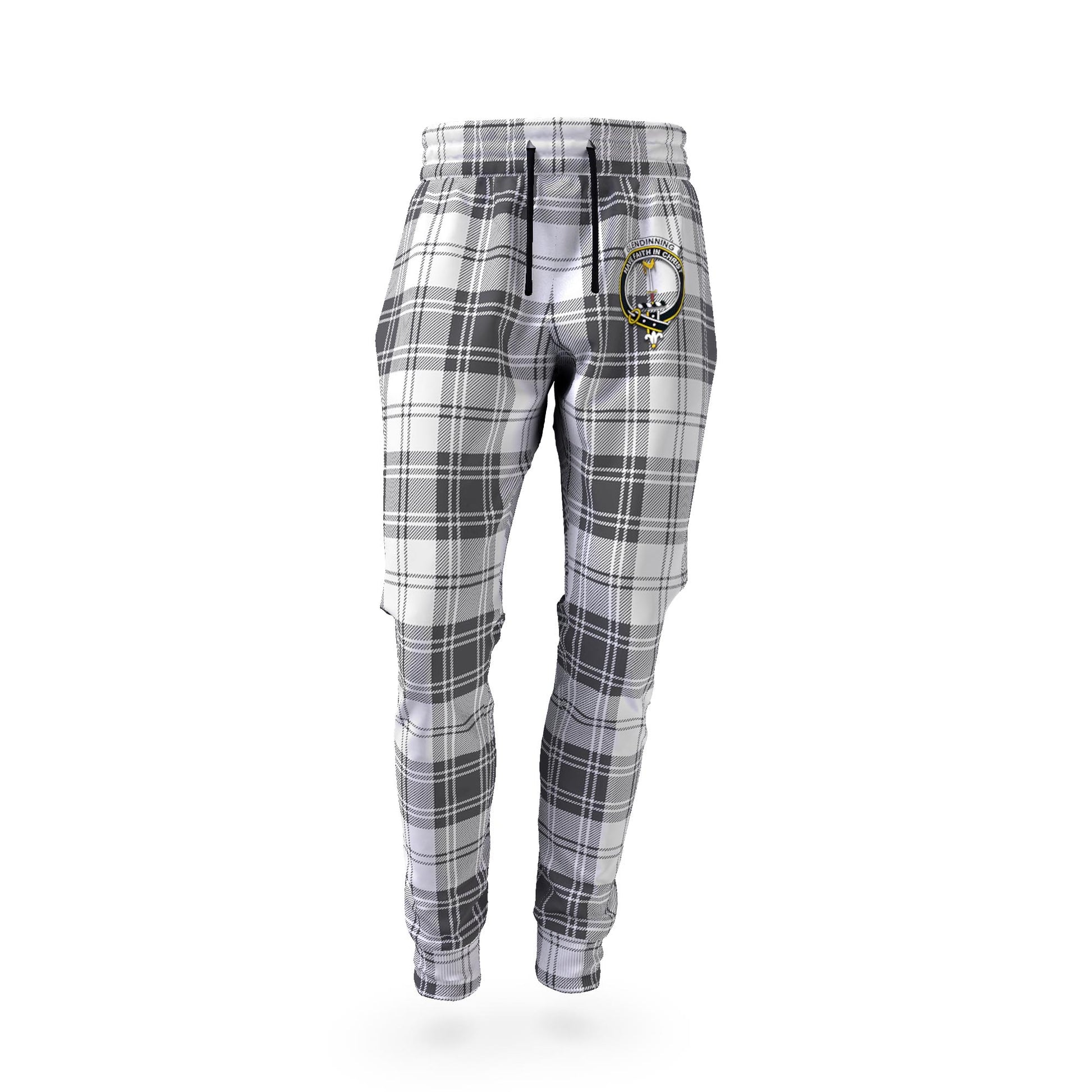 Glendinning Tartan Joggers Pants with Family Crest - Tartanvibesclothing