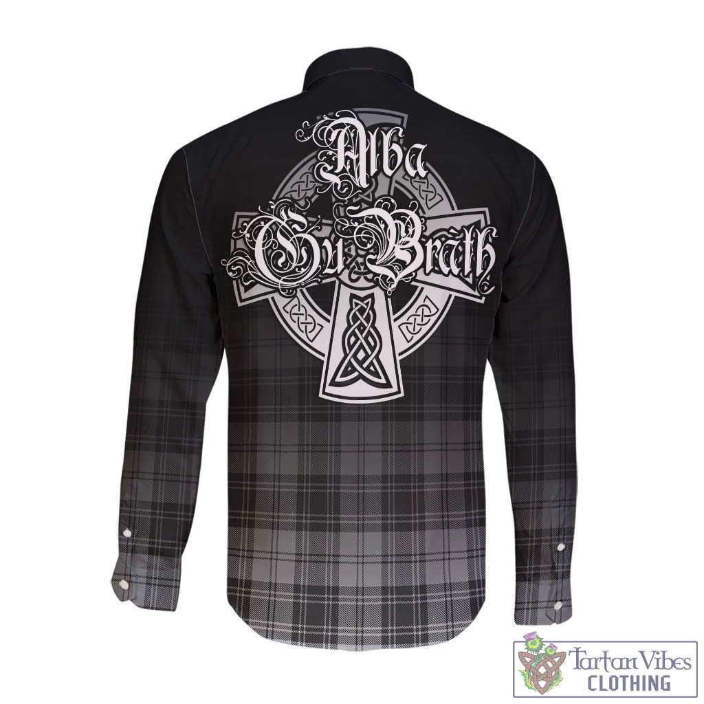 Tartan Vibes Clothing Glendinning Tartan Long Sleeve Button Up Featuring Alba Gu Brath Family Crest Celtic Inspired