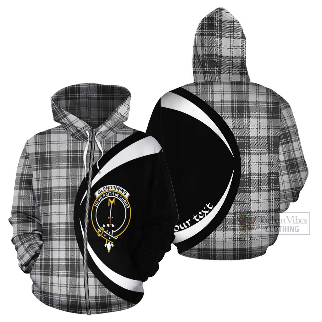 Glendinning Tartan Cotton Hoodie with Family Crest Circle Style - Tartan Vibes Clothing