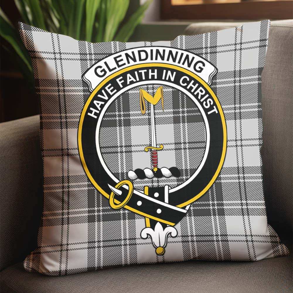 Glendinning Tartan Pillow Cover with Family Crest - Tartanvibesclothing