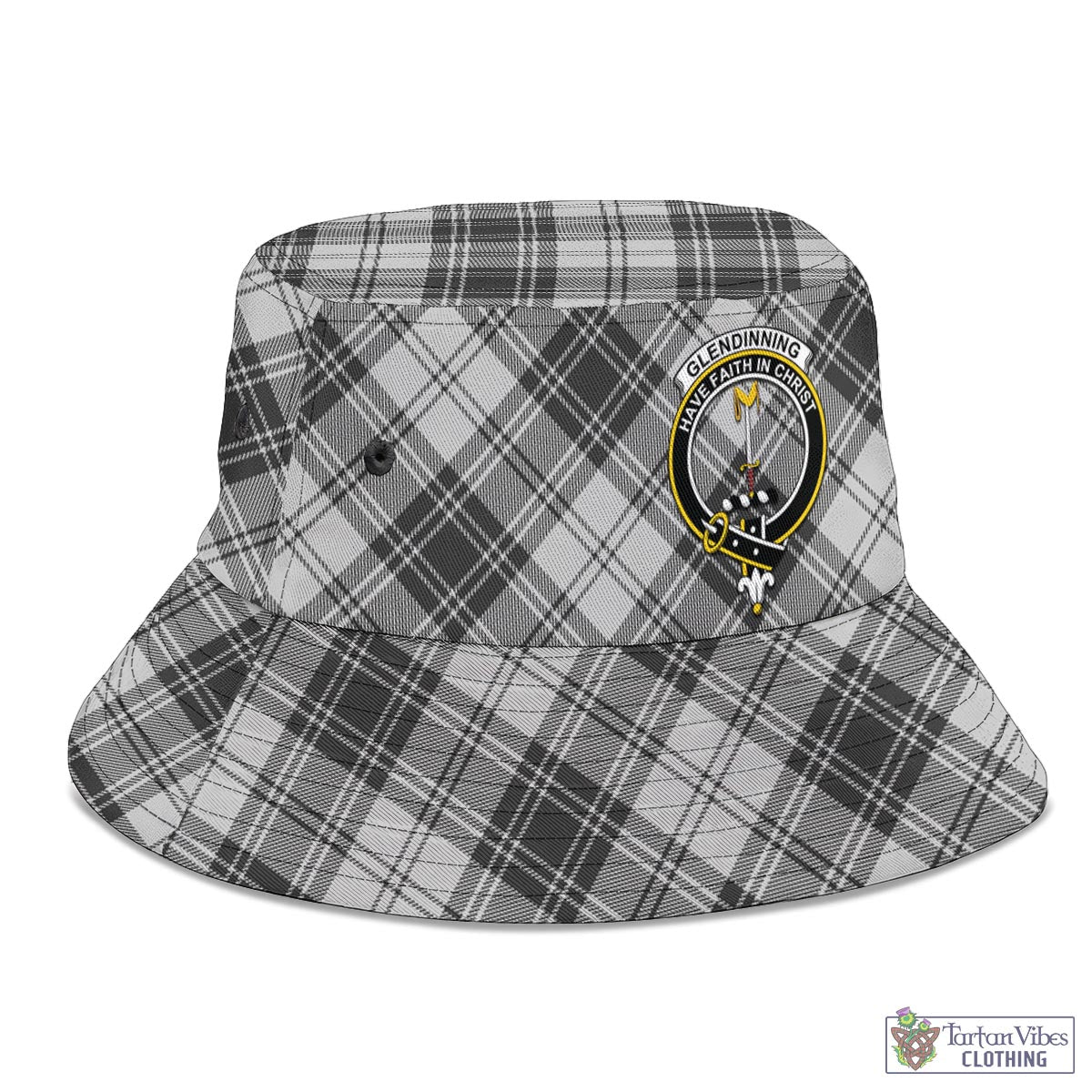 Tartan Vibes Clothing Glendinning Tartan Bucket Hat with Family Crest