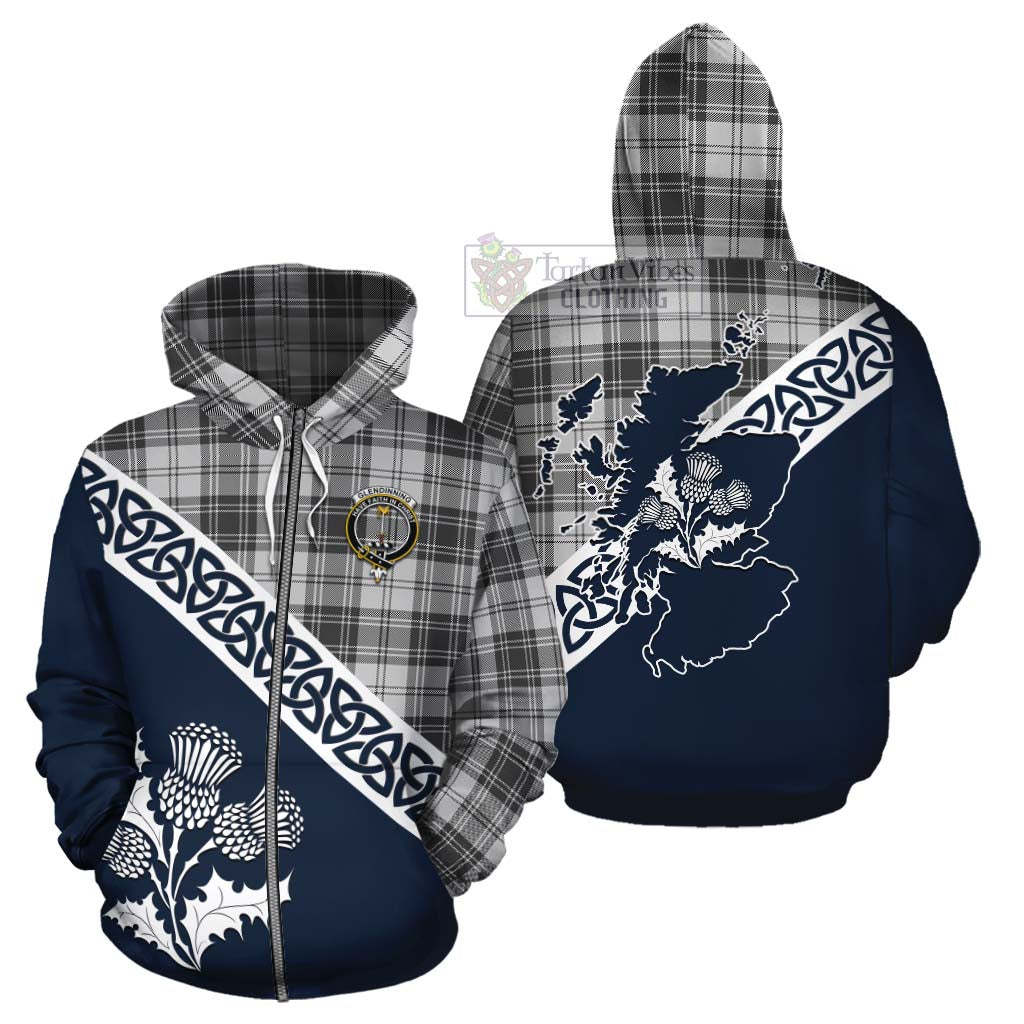 Glendinning Tartan Cotton Hoodie Featuring Thistle and Scotland Map - Tartan Vibes Clothing