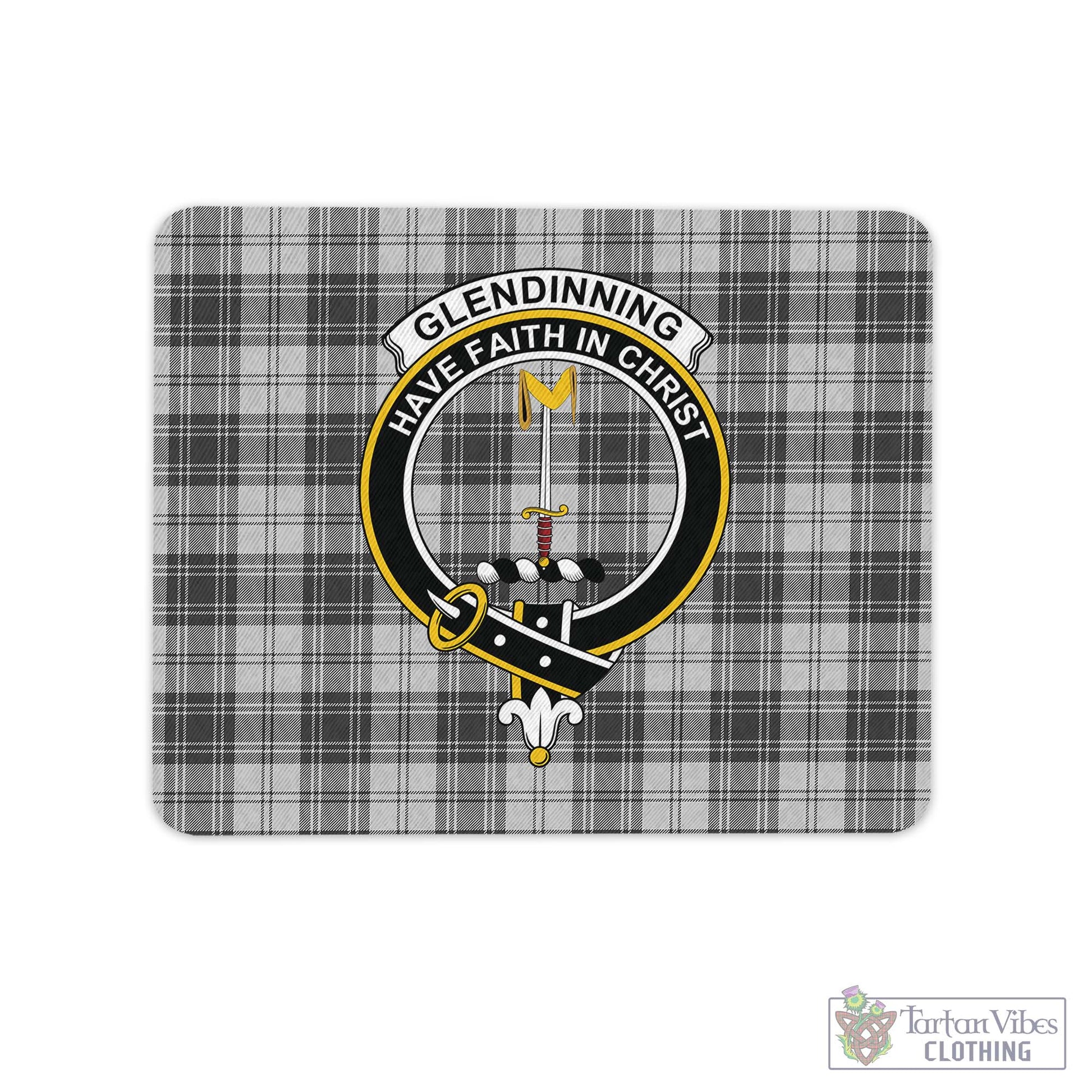 Tartan Vibes Clothing Glendinning Tartan Mouse Pad with Family Crest