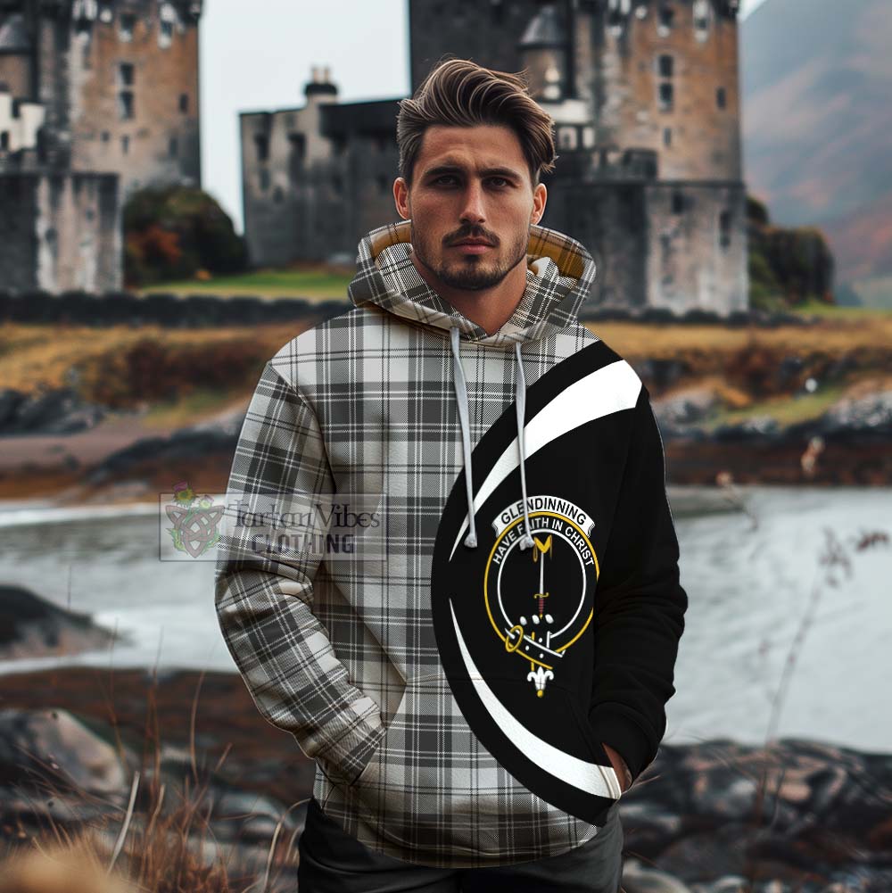 Glendinning Tartan Cotton Hoodie with Family Crest Circle Style - Tartan Vibes Clothing