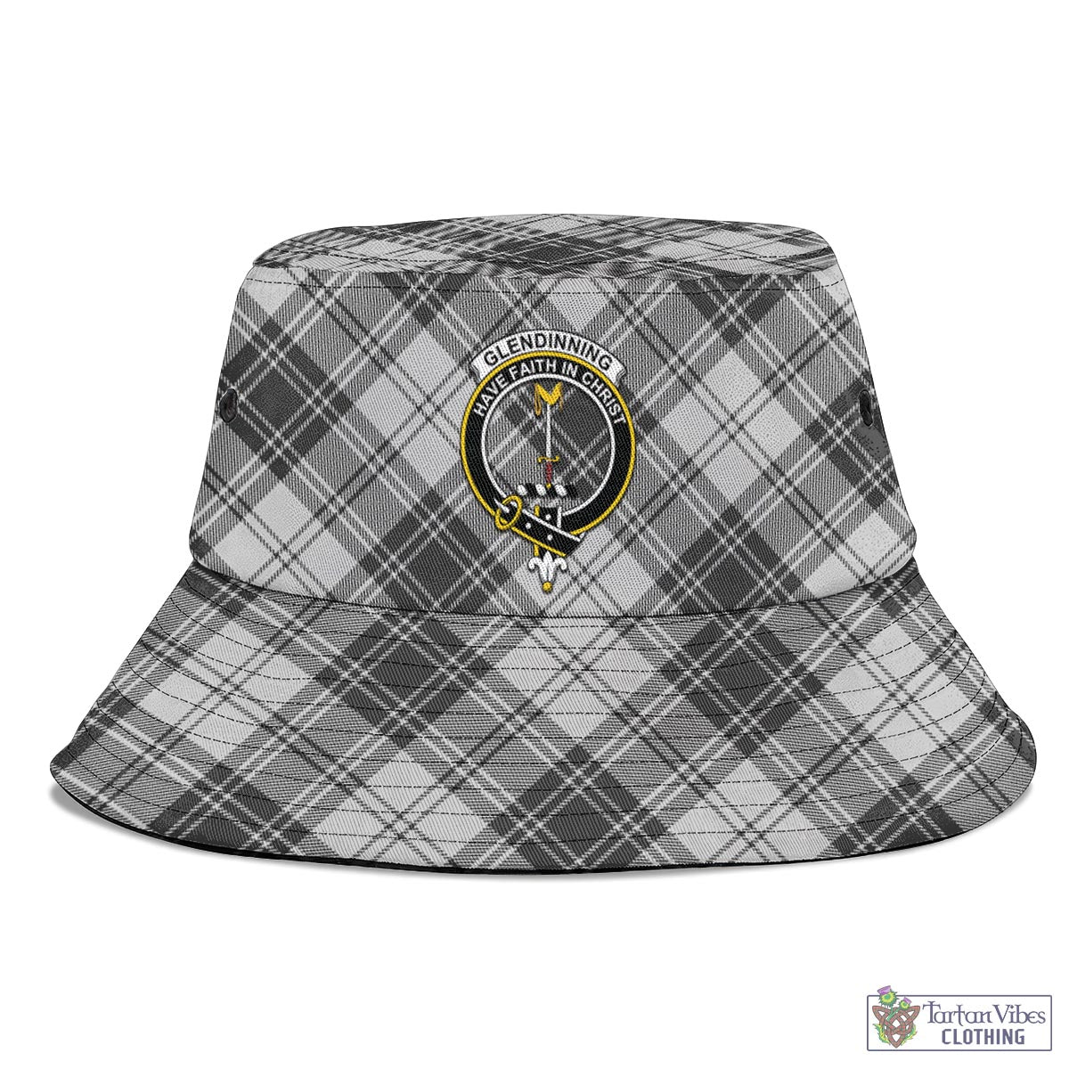 Tartan Vibes Clothing Glendinning Tartan Bucket Hat with Family Crest