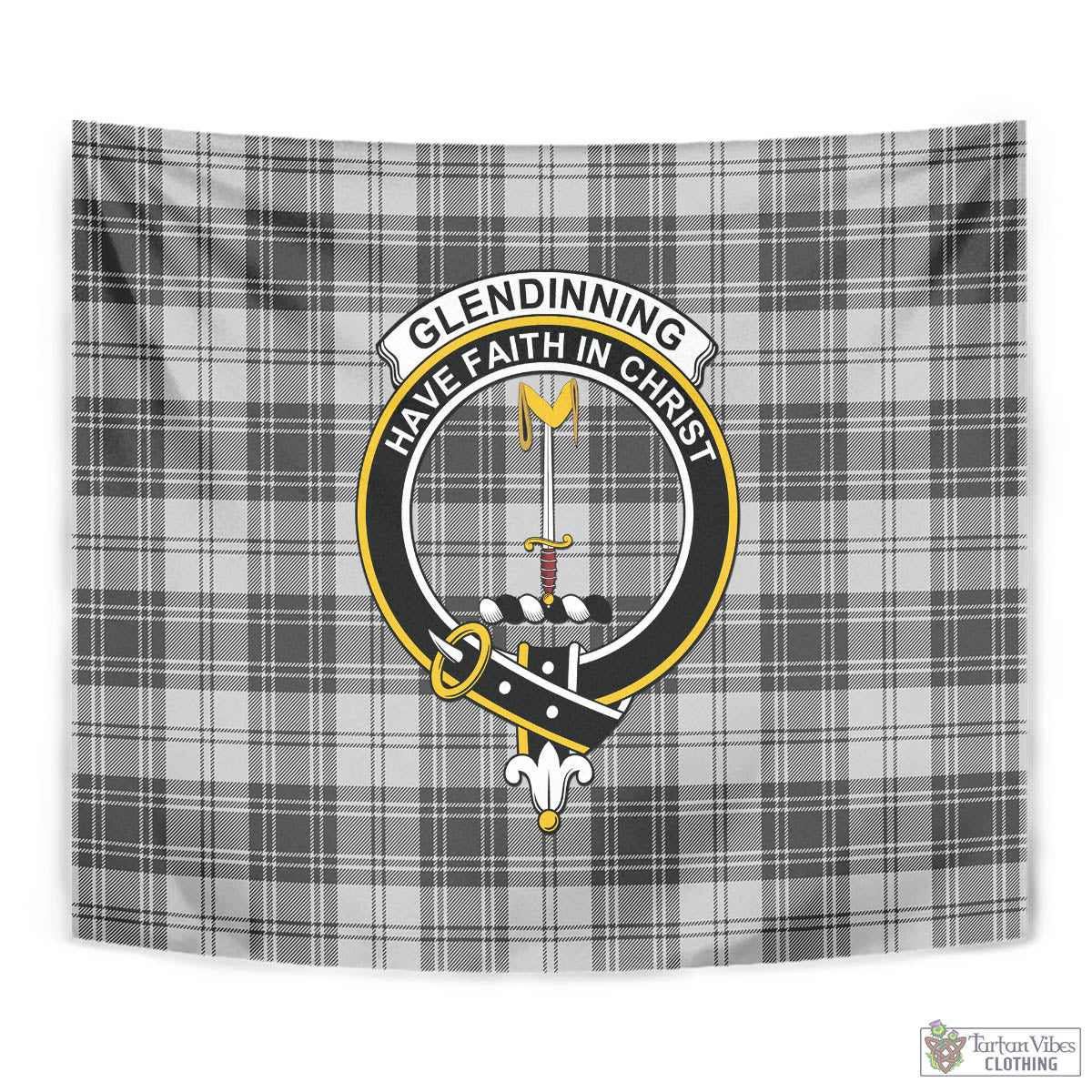 Tartan Vibes Clothing Glendinning Tartan Tapestry Wall Hanging and Home Decor for Room with Family Crest