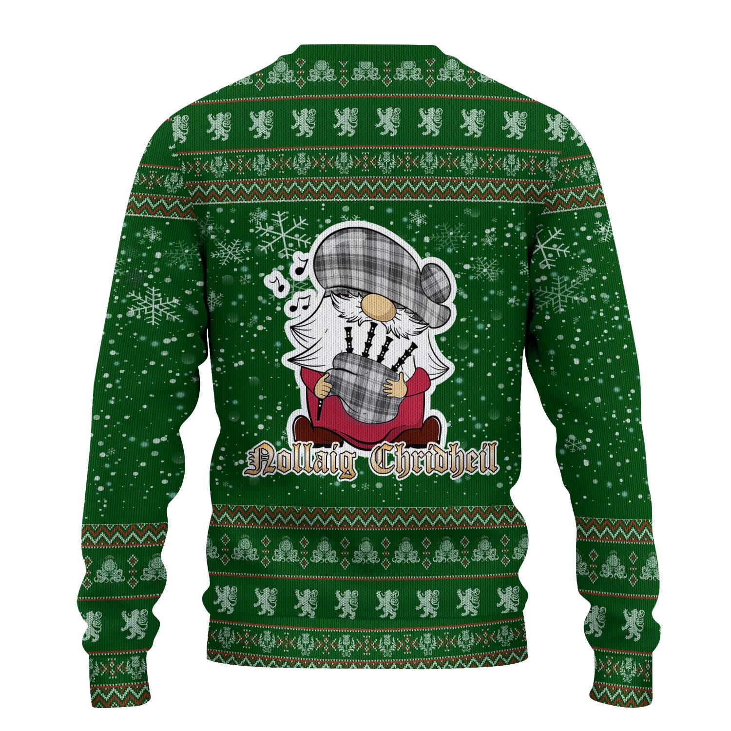 Glendinning Clan Christmas Family Knitted Sweater with Funny Gnome Playing Bagpipes - Tartanvibesclothing