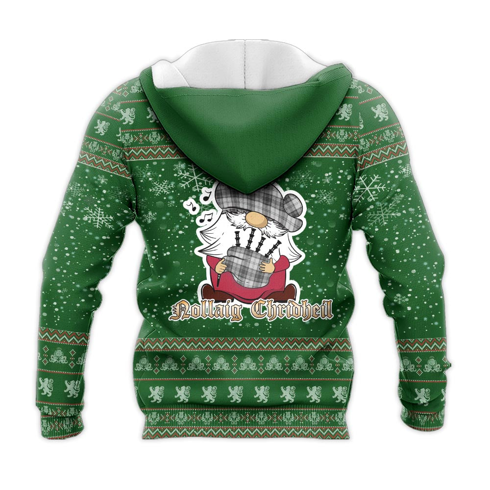 Glendinning Clan Christmas Knitted Hoodie with Funny Gnome Playing Bagpipes - Tartanvibesclothing