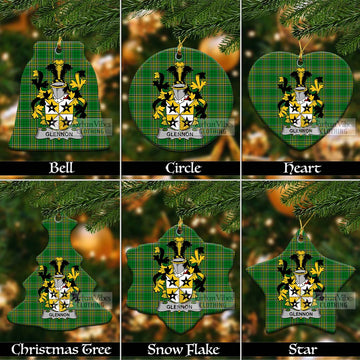 Glennon Irish Clan Tartan Christmas Ceramic Ornament with Coat of Arms