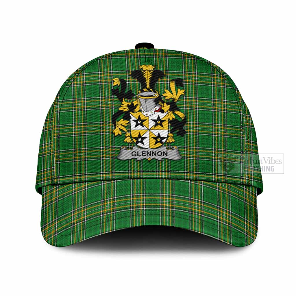 Tartan Vibes Clothing Glennon Irish Clan Tartan Classic Cap with Coat of Arms