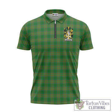 Glennon Irish Clan Tartan Zipper Polo Shirt with Coat of Arms