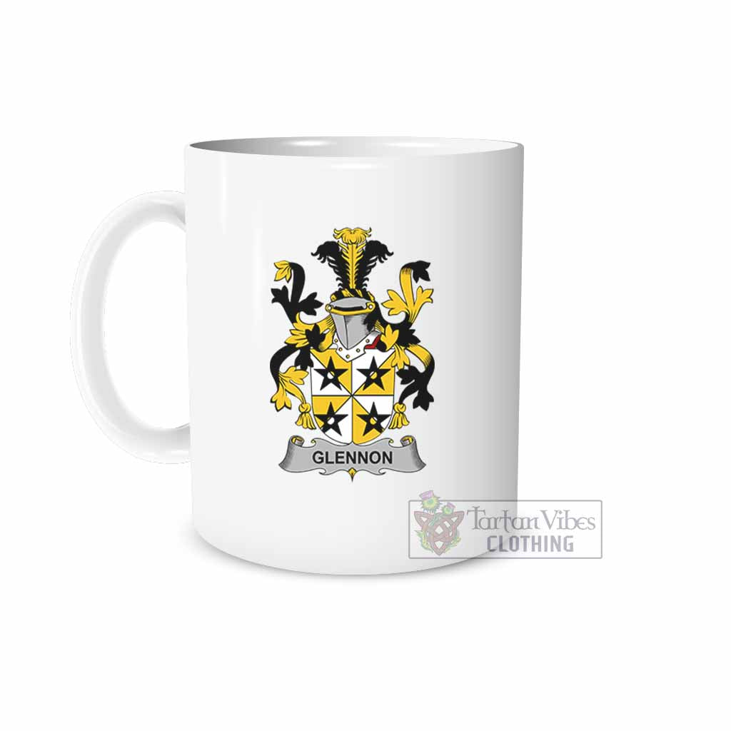 Glennon Irish Clan Coat of Arms Ceramic Mug White - 2D-tartanvibesclothing