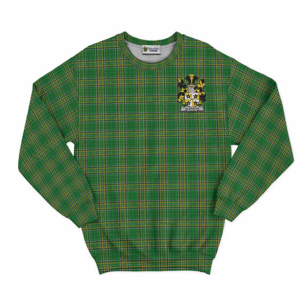 Tartan Vibes Clothing Glennon Irish Clan Tartan Sweatshirt with Coat of Arms