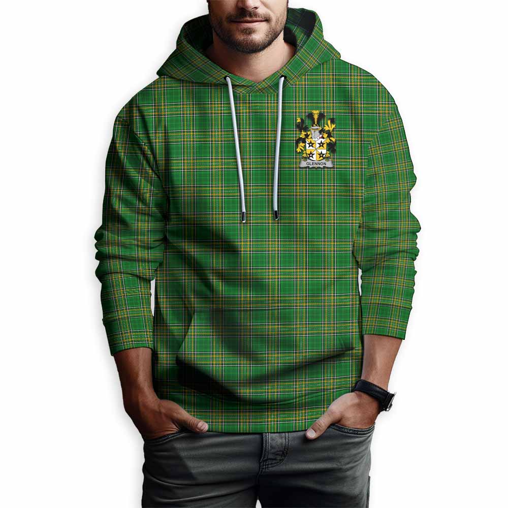 Glennon Irish Clan Tartan Hoodie with Coat of Arms