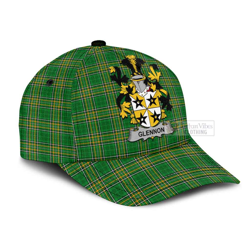 Tartan Vibes Clothing Glennon Irish Clan Tartan Classic Cap with Coat of Arms