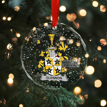 Glennon Irish Clan Christmas Glass Ornament with Coat of Arms