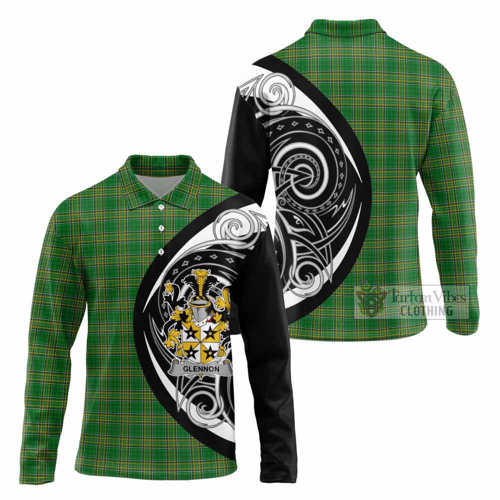 Glennon Irish Clan Long Sleeve Polo Shirt Celtic Circle Style - Tartan Vibes Clothing