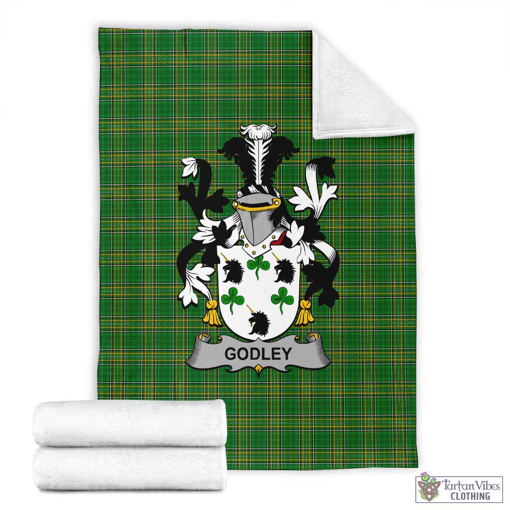 Godley Irish Clan Tartan Blanket with Coat of Arms X-Large 59 x 79 inches 150 x 200 cm - Tartan Vibes Clothing