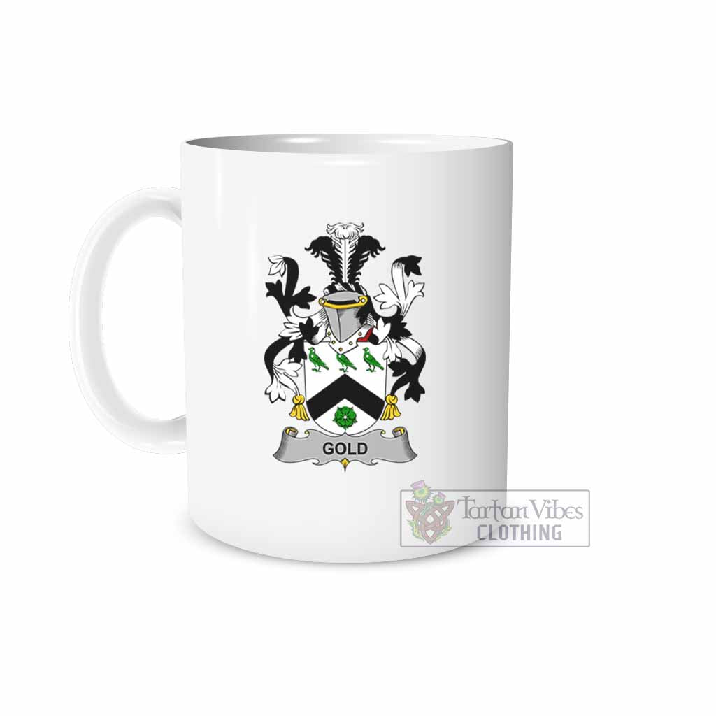 Gold Irish Clan Coat of Arms Ceramic Mug White - 2D-tartanvibesclothing
