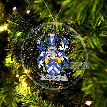 Goldsmith Irish Clan Christmas Glass Ornament with Coat of Arms Transparent Glass Circle - 2D-tartanvibesclothing