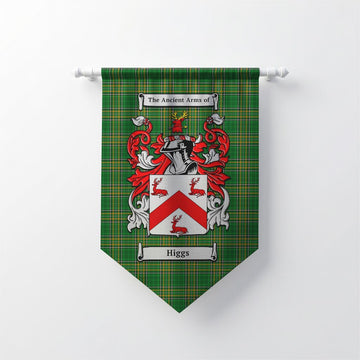 Higgs Irish Clan Tartan Gonfalon, Tartan Banner with Coat of Arms Chevron - Tartan Vibes Clothing