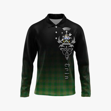 Goodman Irish Clan Long Sleeve Polo Shirt with Coat of Arms Erin Go Bragh Celtic Inspired Unisex - Tartan Vibes Clothing