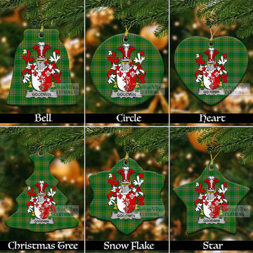 Goodwin Irish Clan Tartan Christmas Ceramic Ornament with Coat of Arms