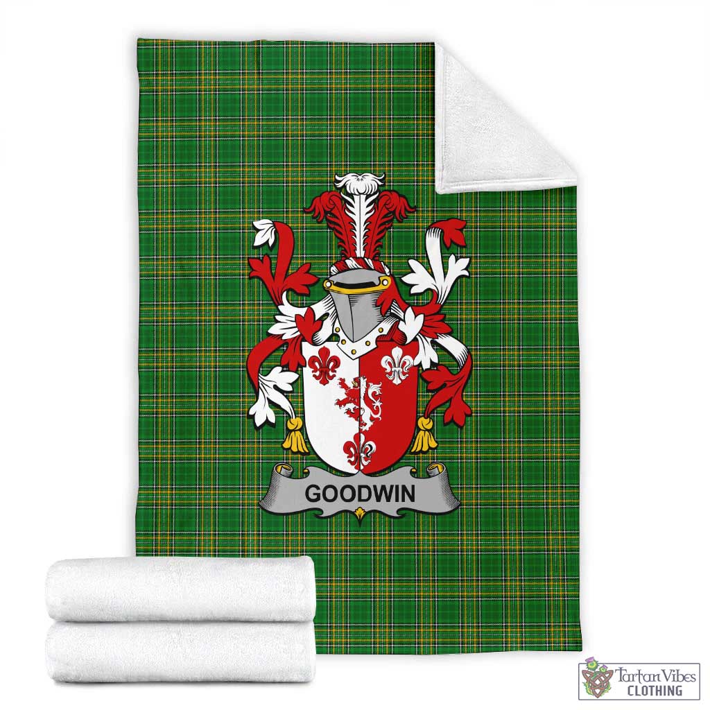 Goodwin Irish Clan Tartan Blanket with Coat of Arms X-Large 59 x 79 inches 150 x 200 cm - Tartan Vibes Clothing