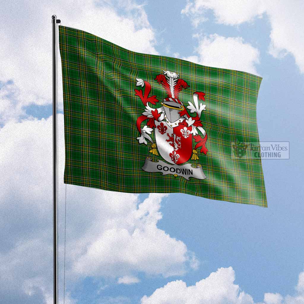 Tartan Vibes Clothing Goodwin Irish Clan Flag with Coat of Arms